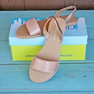 Nice-S Copper Rhinestone Open Toe Sandals NEW